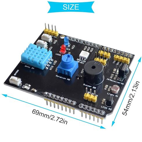 DHT11 Expansion Board 9-in-1 Multifunctional Expansion Board DHT11 Humidity Sensor and LM35 Temperature Sensor Receiver Buzzer with Dupont Cable in Kuwait