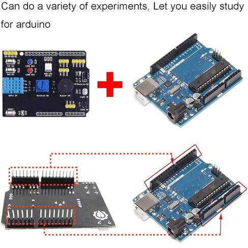 DHT11 Expansion Board 9-in-1 Multifunctional Expansion Board DHT11 Humidity Sensor and LM35 Temperature Sensor Receiver Buzzer with Dupont Cable in Kuwait