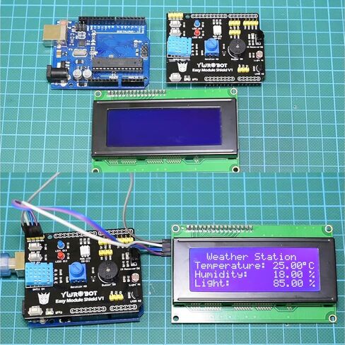 DHT11 Expansion Board 9-in-1 Multifunctional Expansion Board DHT11 Humidity Sensor and LM35 Temperature Sensor Receiver Buzzer with Dupont Cable in Kuwait