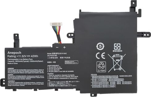 B31N1842 Laptop Battery Replacement for ASUS VivoBook S15 X513EA X513EP X513EQ X531F X531FA K531F S531F S531FA S531FL V531F V531FA V531FL S5500F S5500FL V5050E V5050EA Series 11.52V 42Wh in Kuwait