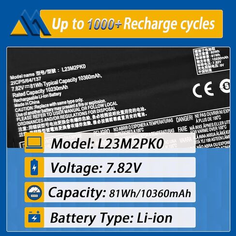 استبدال بطارية الكمبيوتر المحمول L23M2PK0 لجهاز Lenovo Legion Go Type 83E1 (مقبض قابل للفصل) سلسلة ألعاب الكمبيوتر المحمولة L23B2PK0 5B11M36298 5B11M36296 7.82V 81Wh 10360mAh in Kuwait