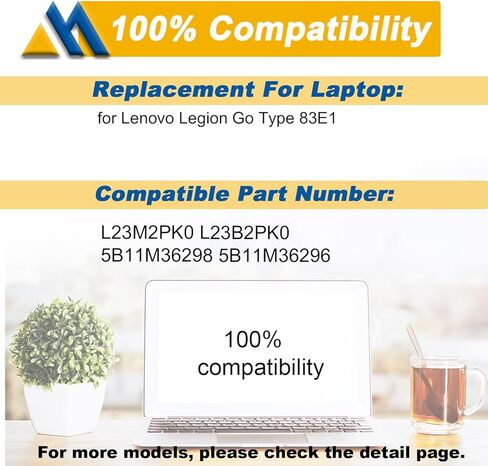 استبدال بطارية الكمبيوتر المحمول L23M2PK0 لجهاز Lenovo Legion Go Type 83E1 (مقبض قابل للفصل) سلسلة ألعاب الكمبيوتر المحمولة L23B2PK0 5B11M36298 5B11M36296 7.82V 81Wh 10360mAh in Kuwait
