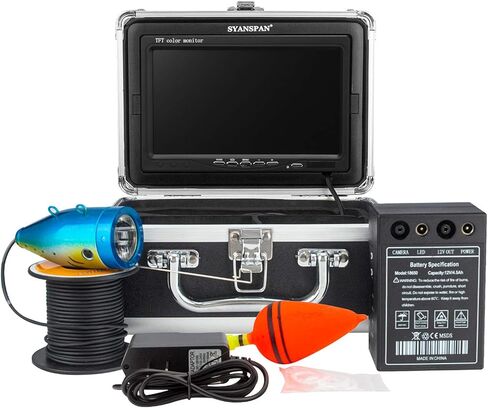 Lixada Underwater Fishing Camera Fish Finder 7 Inch 1200TVL HD with 12 LED Lights 15M Cable Rechargeable Battery for Ice Sea Boat Fishing Aquatic Monitoring in Kuwait