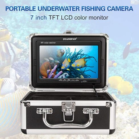 Lixada Underwater Fishing Camera Fish Finder 7 Inch 1200TVL HD with 12 LED Lights 15M Cable Rechargeable Battery for Ice Sea Boat Fishing Aquatic Monitoring in Kuwait
