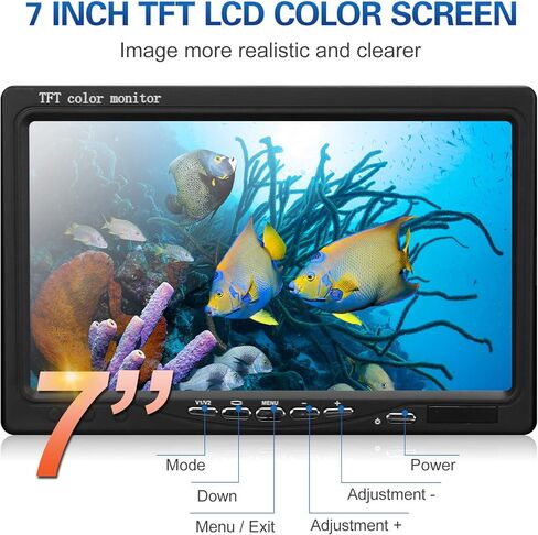 Lixada Underwater Fishing Camera Fish Finder 7 Inch 1200TVL HD with 12 LED Lights 15M Cable Rechargeable Battery for Ice Sea Boat Fishing Aquatic Monitoring in Kuwait
