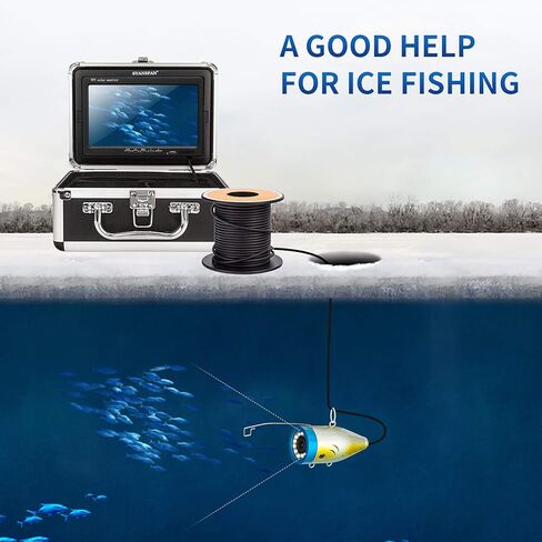 Lixada Underwater Fishing Camera Fish Finder 7 Inch 1200TVL HD with 12 LED Lights 15M Cable Rechargeable Battery for Ice Sea Boat Fishing Aquatic Monitoring in Kuwait