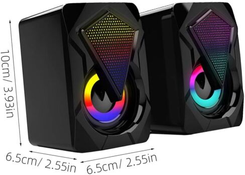 سماعات الكمبيوتر OUNONA USB زوج واحد من مكبرات الصوت السلكية المحمولة لسطح المكتب صوت عالي الحجم لألعاب المكتب المنزلي مع ضوء RGB، متوافق مع شاشة الكمبيوتر المحمول بنمط عشوائي in Kuwait