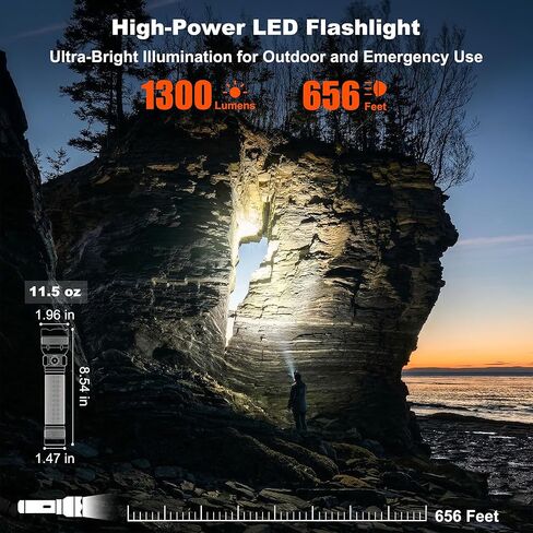 مصباح يدوي تكتيكي SuperFire LED، 1300 لومن عالي مع 6 بطاريات AA متضمنة، ألومنيوم عالي التحمل، وقت تشغيل 18 ساعة، 4 أوضاع، مقاوم للماء IP44 لانقطاع الطاقة، وطوارئ الإعصار والتخييم in Kuwait