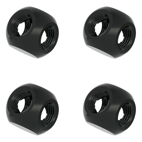 Barrow G1/4" Threaded 4 Way Ball Fittings, Water Cooling Spherical Connector, 4 Way Spliter T-Type Brass Adapter for PC Water Cooling Systems (Black,2 Pcs) in Kuwait