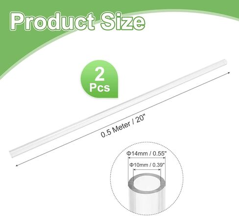 MECCANIXITY 2Pcs Rigid Water Cooling Tube, 10mm ID 14mm OD 0.5 Meter Long Hard PETG Computer Water Cooling Tubing for Water Cooling Systems, Clear in Kuwait