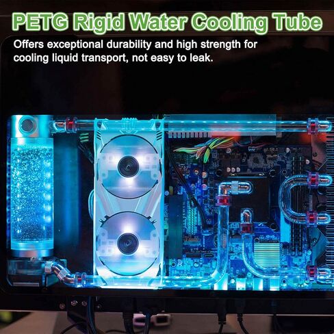 MECCANIXITY 2Pcs Rigid Water Cooling Tube, 10mm ID 14mm OD 0.5 Meter Long Hard PETG Computer Water Cooling Tubing for Water Cooling Systems, Clear in Kuwait