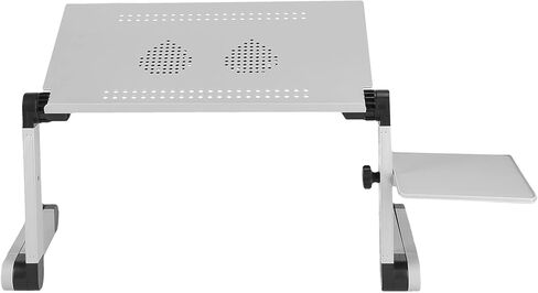 Aluminum Alloy Laptop Desk with Cooling Fan, Portable Adjustable Folding Table, Silver - Height and Tilt Adjustable, Lightweight Design, Ideal for Home and Office Use in Kuwait
