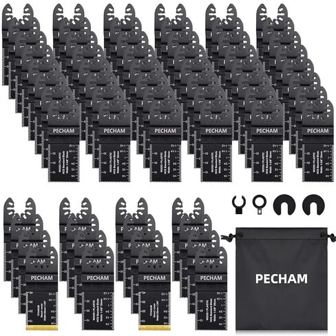 PECHAM 45 قطعة من شفرات المنشار الخشبية العالمية المتأرجحة متعددة المهام سريعة الإصدار تناسب كابل بورتر بلاك آند ديكر روكويل ريدجيد ريوبي ميلووكي ديوالت شيكاغو كرافتسمان in Saudi Arabia