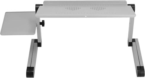 Aluminum Alloy Laptop Desk with Cooling Fan, Portable Adjustable Folding Table, Silver - Height and Tilt Adjustable, Lightweight Design, Ideal for Home and Office Use in Kuwait
