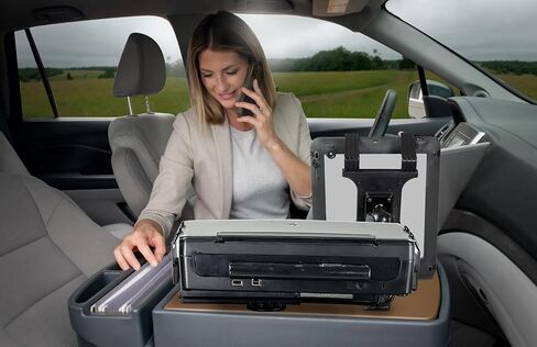 مكتب السيارة GripMaster بكفاءة AutoExec لمحطة عمل سيارتك ومكتبك المحمول، بوربون براون، مع عاكس طاقة بقدرة 400 واط، وحامل الطابعة وحامل الكمبيوتر اللوحي in Kuwait