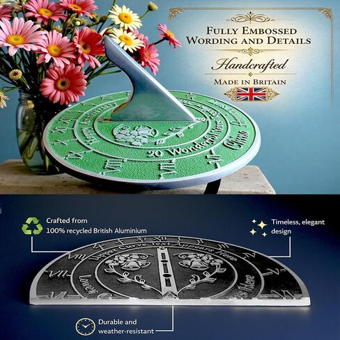 Anniversary Sundial Gift for 20th China Wedding Anniversary in 2026 - Recycled Metal Home Decor Or Garden Present Idea - Handmade in UK for Him, Her Parents Or Couples 20 Year Celebration in Saudi Arabia