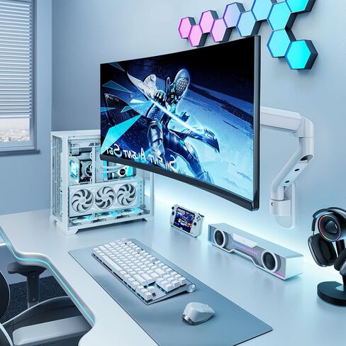 ARES WING Single Monitor Wall Mount for 17-40 Inch Ultrawide Screens, Heavy Duty Monitor Arm Up to 26.4 lbs, Fully Adjustable Wall Mount, VESA 75x75/100x100 Compatible, Black in Kuwait