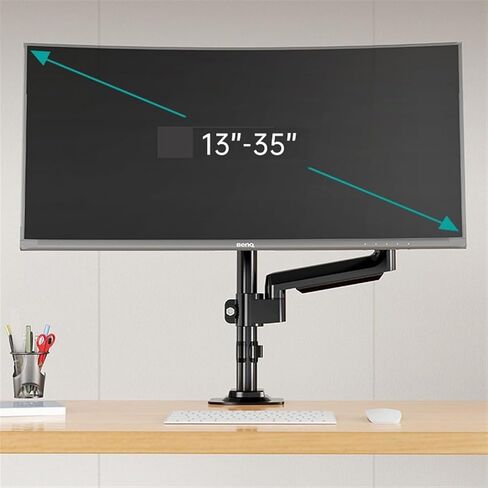 Monitor Arm Single Monitor Arm, Adjustable Single Monitor Desk Mount Fits Max 35 Inch, 22.0 Lbs, Gas Spring Alloy Monitor Mount Arm with Clamp and Grommet Base Monitor Mo in Kuwait