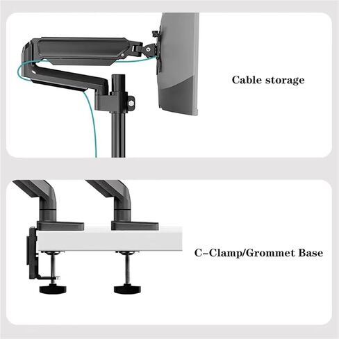 Monitor Arm Single Monitor Arm, Adjustable Single Monitor Desk Mount Fits Max 35 Inch, 22.0 Lbs, Gas Spring Alloy Monitor Mount Arm with Clamp and Grommet Base Monitor Mo in Kuwait