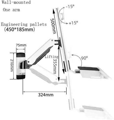 Monitor Arm White Single Arm Single Screen with Engineered Tray Wall Mount Monitor Stand for 15-27 Inch Screens Monitor Mount Arm in Kuwait