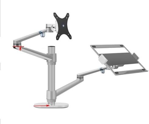 Screen Stand, Aluminum Height Adjustable Desktop Dual Arm 17-32 Inch Monitor Holder+12-17 Inch Laptop Holder Stand Full Motion Mount Arm in Kuwait