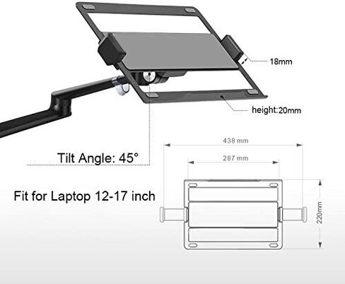 Screen Stand, Aluminum Height Adjustable Desktop Dual Arm 17-32 Inch Monitor Holder+12-17 Inch Laptop Holder Stand Full Motion Mount Arm in Kuwait