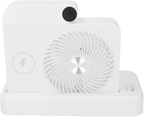 Pwshymi Desk Fan Portable Small Quiet WirelessCharging 100 Adjustable Speeds for Dorms Home USB 2400mAh (1 Pack) (Beige) in Kuwait