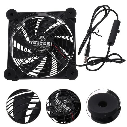 Sewroro 5v 12cm USB Radiator Cooling Fan 3-Speed Adjustable for Router and Set-top Box, Quiet Computer Case Cooling Fan Anti-Vibration Pad, Suitable for Home and Office Electronics in Kuwait