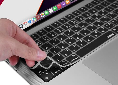 غطاء لوحة المفاتيح السيليكون XSKN العبري الأسود إصدار الاتحاد الأوروبي لـ 2022 2023 2024 Apple M2 M3 Chip MacBook Air 13.6 بوصة (A2681 A3113) 15.3 بوصة (A2941 A3114) مع معرف اللمس in Kuwait