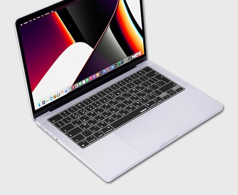 غطاء لوحة المفاتيح السيليكون XSKN العبري الأسود إصدار الاتحاد الأوروبي لـ 2022 2023 2024 Apple M2 M3 Chip MacBook Air 13.6 بوصة (A2681 A3113) 15.3 بوصة (A2941 A3114) مع معرف اللمس in Kuwait