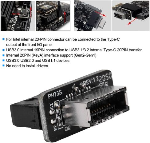 محول USB 3.0 إلى النوع E من اللوحة الأمامية للوحة الأم - موصل داخلي 19-Pin/20-Pin لحقيبة الكمبيوتر وترقية اللوحة الأم، ونقل البيانات بسرعة 10 جيجابت في الثانية in Kuwait