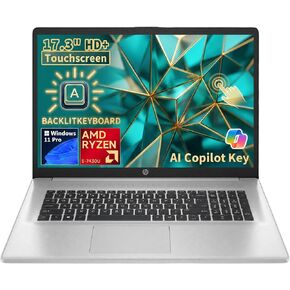 cefesfy Customized Laptop, Created Using HP 17-inch Touchscreen Business Laptop, AMD Ryzen 5 7430U, UP to 64GB 3200MHz DDR4 RAM, UP to 4TB SSD, Backlit KB, Silver in Kuwait