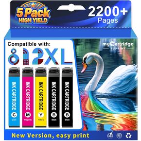 استبدال خرطوشة الحبر المعاد تصنيعها من myCartridge SUPRINT لحزمة التحرير والسرد لخراطيش الحبر Epson 812 812XL أحدث ترقية لطابعات Workforce Pro WF-7820 WF-7840 WF-7310 812 خراطيش حبر (5 عبوات) in Kuwait