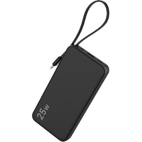 بنك الطاقة NOBIS 10000 مللي أمبير في الساعة، شاحن محمول 25 وات، كابل USB-C مدمج، شحن سريع، مدخل ومخرج من النوع C ومخرج USB-A، متوافق مع سلسلة الهواتف 17/16/15/14/13. in Kuwait