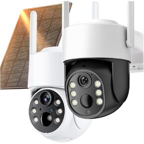 HD 8MP 4K Solar Battery Powered Wireless Security Camera Color Night Vision PIR Human Detection WiFi Outdoor IP Camera(White Cam 128G Card) in Kuwait
