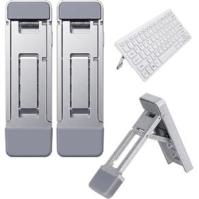 2 Pcs Keyboard Riser, Foldable Keyboard Stand for Desk Laptop Kickstand with 3 Adjustable Angles & Anti-Slip Pads, Zinc Alloy Keyboards Feet Replacement for Laptops & Keyboards (Silver) in Saudi Arabia