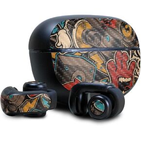Headphone Skin Compatible with Bose Ultra Open Earbuds - Orange Hip Hop - Premium 3M Vinyl Protective Wrap Decal Cover - Easy to Apply | Crafted in The USA by MightySkins in Kuwait