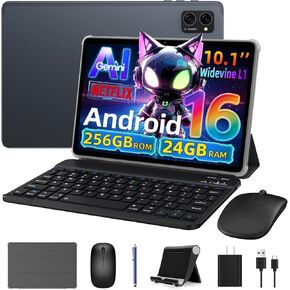 جهاز لوحي Android 16 2026، جهاز لوحي يعمل بنظام Android مع قلم ولوحة مفاتيح، Gemini Ai، 24 جيجابايت + 256 جيجابايت/2 تيرابايت، كاميرا AI 8 ميجابكسل، Widevine L1، شحن سريع، 2 في 1 مع ماوس وحامل، ضمان لمدة 4 سنوات in Kuwait