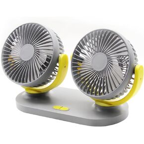 Dual Head Car Fan for Ford Escape 2010-2025 SUV 5-Seater, 3-Speed USB Vehicle Fan Portable Strong Adhesive Mount Auto Cooling Fan,Gray-Yellow in Kuwait