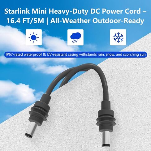 DC Power Cable for Starlink Mini 16.4FT,Replacement Extension Cord DC to DC,for Starlink Mini Power Supply Accessories Male to Male Outdoor Waterproof in Kuwait