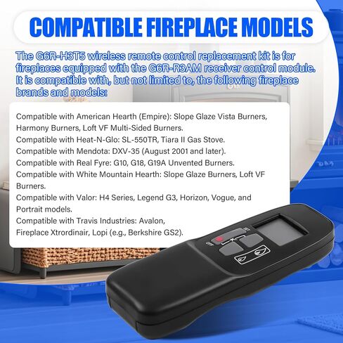 G6R-H3T5 Fireplace Radio Remote Control for Mertik Maxitrol G6R-R3AM Module Receiver, Fireplace Remote Transmitter for Empire, RH Peterson/Real Fyre & Valor, Replace# R11576 4001910 4001038 AT-01V-2 in Kuwait