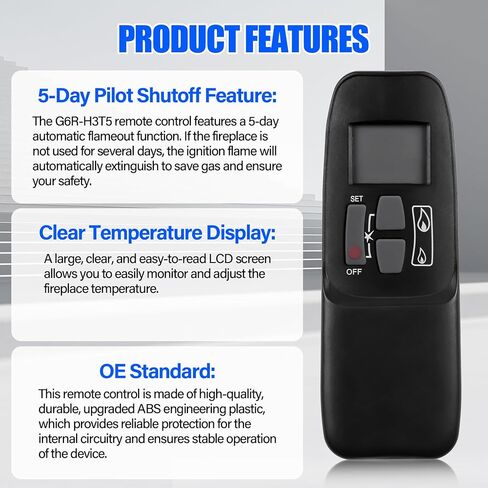 G6R-H3T5 Fireplace Radio Remote Control for Mertik Maxitrol G6R-R3AM Module Receiver, Fireplace Remote Transmitter for Empire, RH Peterson/Real Fyre & Valor, Replace# R11576 4001910 4001038 AT-01V-2 in Kuwait