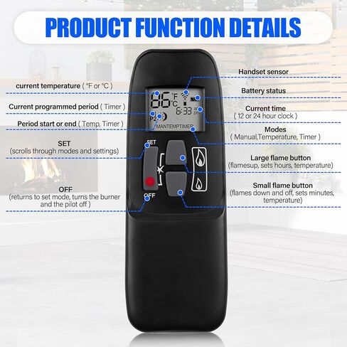 G6R-H3T5 Fireplace Radio Remote Control for Mertik Maxitrol G6R-R3AM Module Receiver, Fireplace Remote Transmitter for Empire, RH Peterson/Real Fyre & Valor, Replace# R11576 4001910 4001038 AT-01V-2 in Kuwait