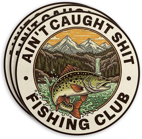 (3Pcs-2") Ain’t Caught Shit Fishing Club Stickers, Funny Fisherman Dad Grandpa Boat Life Waterproof Die-Cut Vinyl Sticker for Laptop Water Bottle Hard Hat Decal Birthday Gifts for Men Him Dad 2 Inches in Kuwait