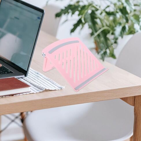 HANABASS Foldable Laptop Riser Stand Pink Adjustable Multi-Angle Ventilated Desktop Holder for Small Spaces and Dorm Room Use in Kuwait