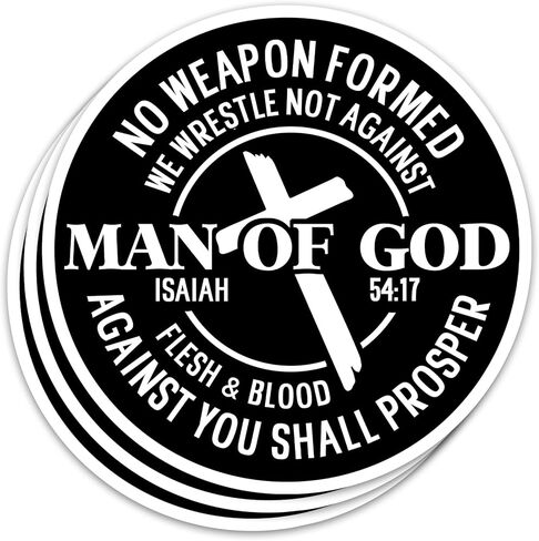 3PCs Man Of God Sticker Christian Cross Bible Verse Sticker Religious God Faith Based Jesus Worship Scripture Waterproof Vinyl Stickers For Laptop Water Bottle Journal Decals Gifts For Women Men 3"x3" in Kuwait