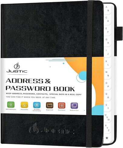 JUBTIC Address Book with Alphabetical Tabs - Small Password and Address Organizer Hardcover Contact Book for Women,Senior to Keep All Contacts, Passwords & Important Date Together in One Place - Green in Saudi Arabia