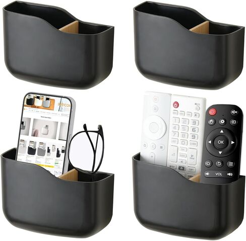 SUNFICON Wall Mount Remote Holder TV FAN Remote Control Holder Bedside Caddy Wall Organizer Phone Holder for Office Adhesive Media Player Controller Holder Box Tray Home Desk Nightstand 3 PACK GRAY in Kuwait