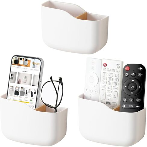 SUNFICON Wall Mount Remote Holder TV FAN Remote Control Holder Bedside Caddy Wall Organizer Phone Holder for Office Adhesive Media Player Controller Holder Box Tray Home Desk Nightstand 3 PACK GRAY in Kuwait
