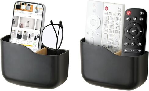 SUNFICON Wall Mount Remote Holder TV FAN Remote Control Holder Bedside Caddy Wall Organizer Phone Holder for Office Adhesive Media Player Controller Holder Box Tray Home Desk Nightstand 3 PACK GRAY in Kuwait